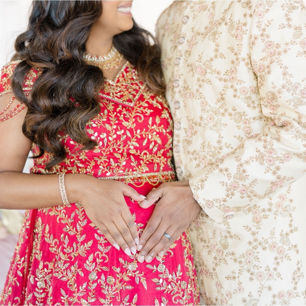 Ombré Lehenga with Rani Pink to Red & gold stone work